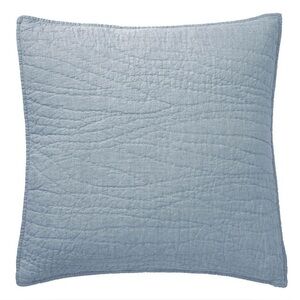 NEW Pottery Barn Belgian Flax Linen Euro Sham Hand-Stitched Chambray Blue NWT